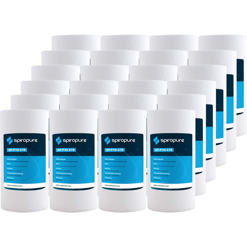 SpiroPure SP-P10-478 5x2.5 10 ميكرون خرطوشة فلتر مياه رواسب من مادة البولي بروبيلين المنصهرة SDC-25-0510 (علبة مكونة من 24 قطعة) - Image 1